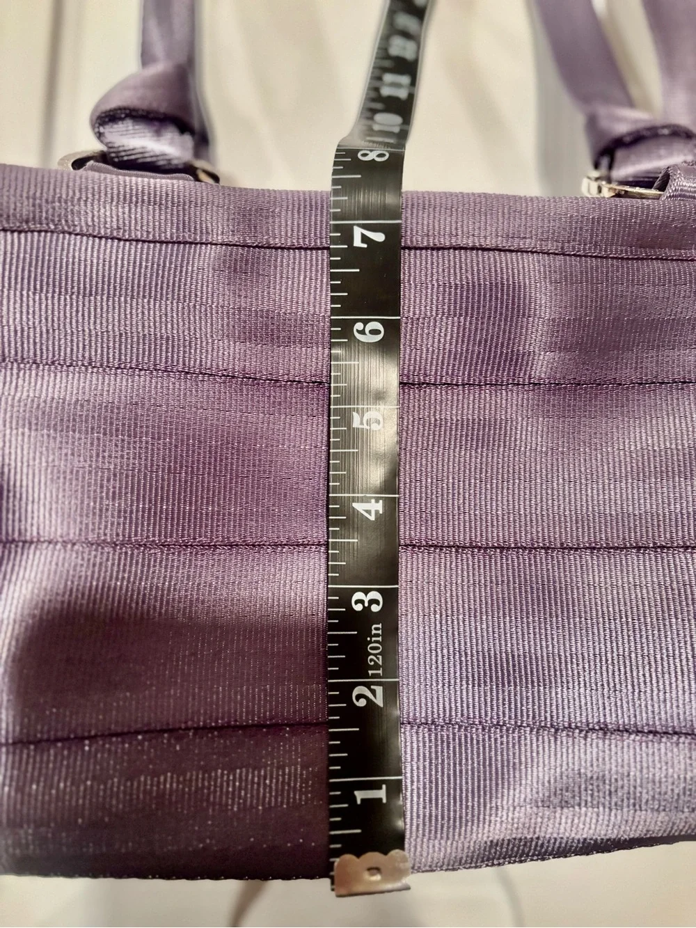 Harveys carriage ring 13”x7” satchel / amethyst / excellent pre-owned condition
